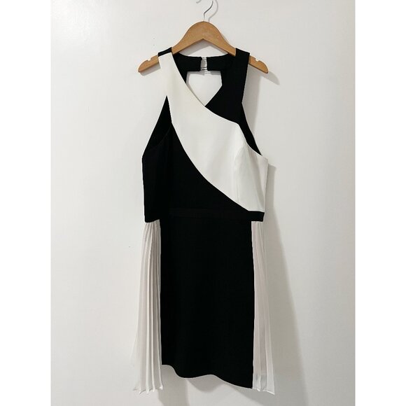 BcbgMaxAzria Delilah Color Blocked Pleated Dress Size 12 Party Cocktail - Picture 2 of 11